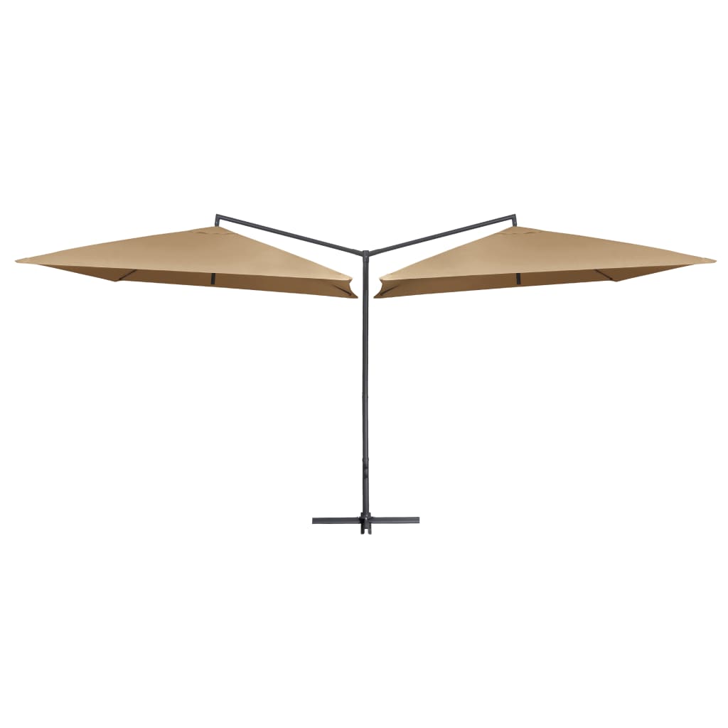 Ομπρέλα Κήπου Διπλή Taupe 250 x 250 εκ. με Ατσάλινο Ιστό 1