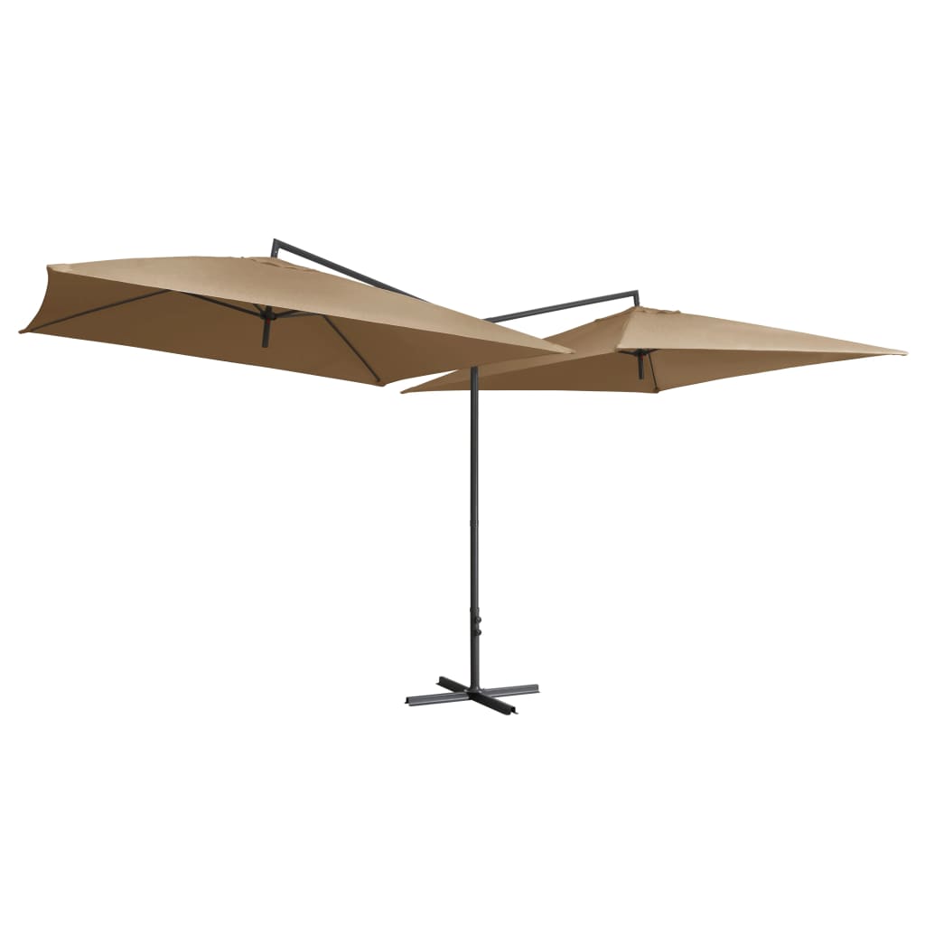 Ομπρέλα Κήπου Διπλή Taupe 250 x 250 εκ. με Ατσάλινο Ιστό 2