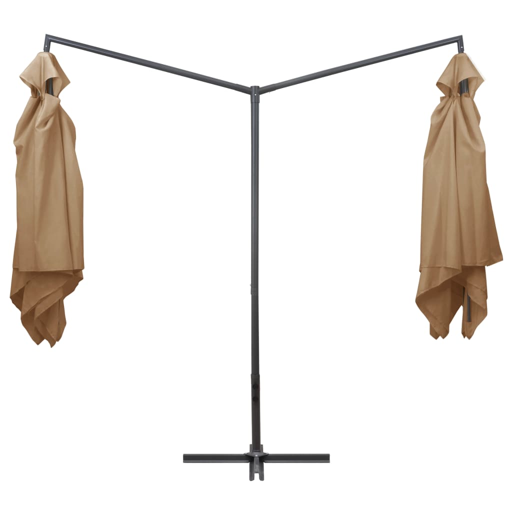 Ομπρέλα Κήπου Διπλή Taupe 250 x 250 εκ. με Ατσάλινο Ιστό 3