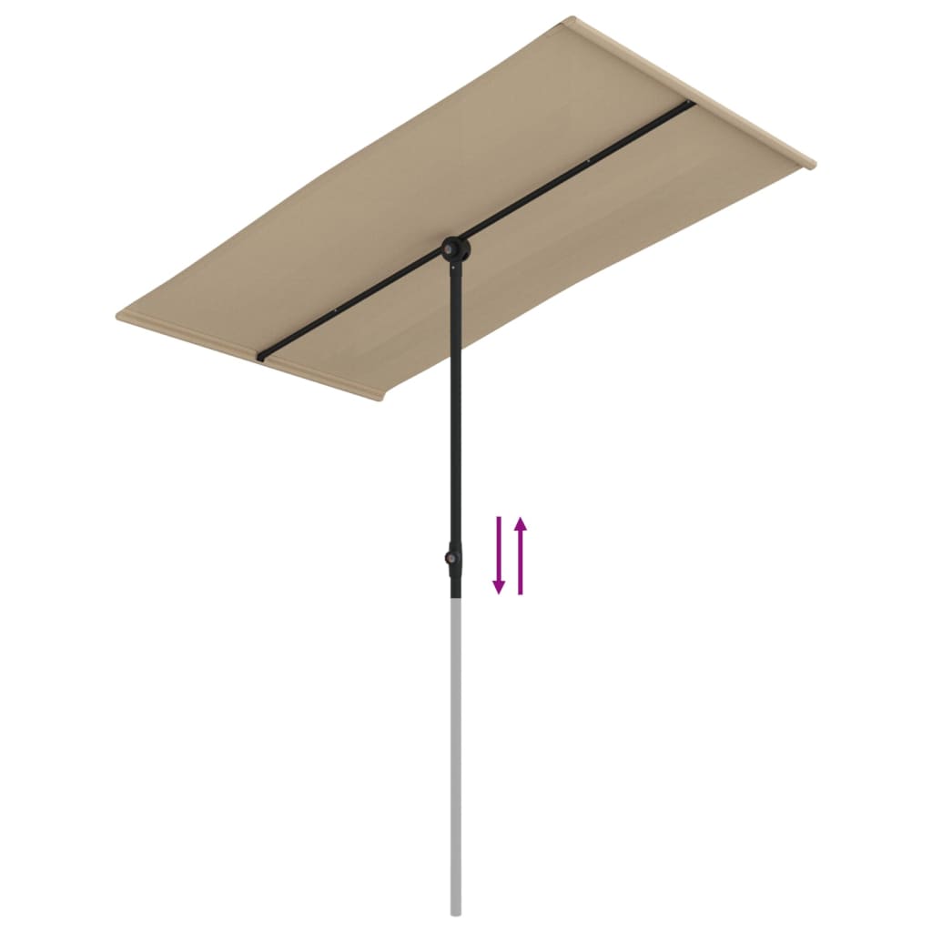 Ομπρέλα Κήπου Taupe 180 x 110 εκ. με Ιστό Αλουμινίου 7