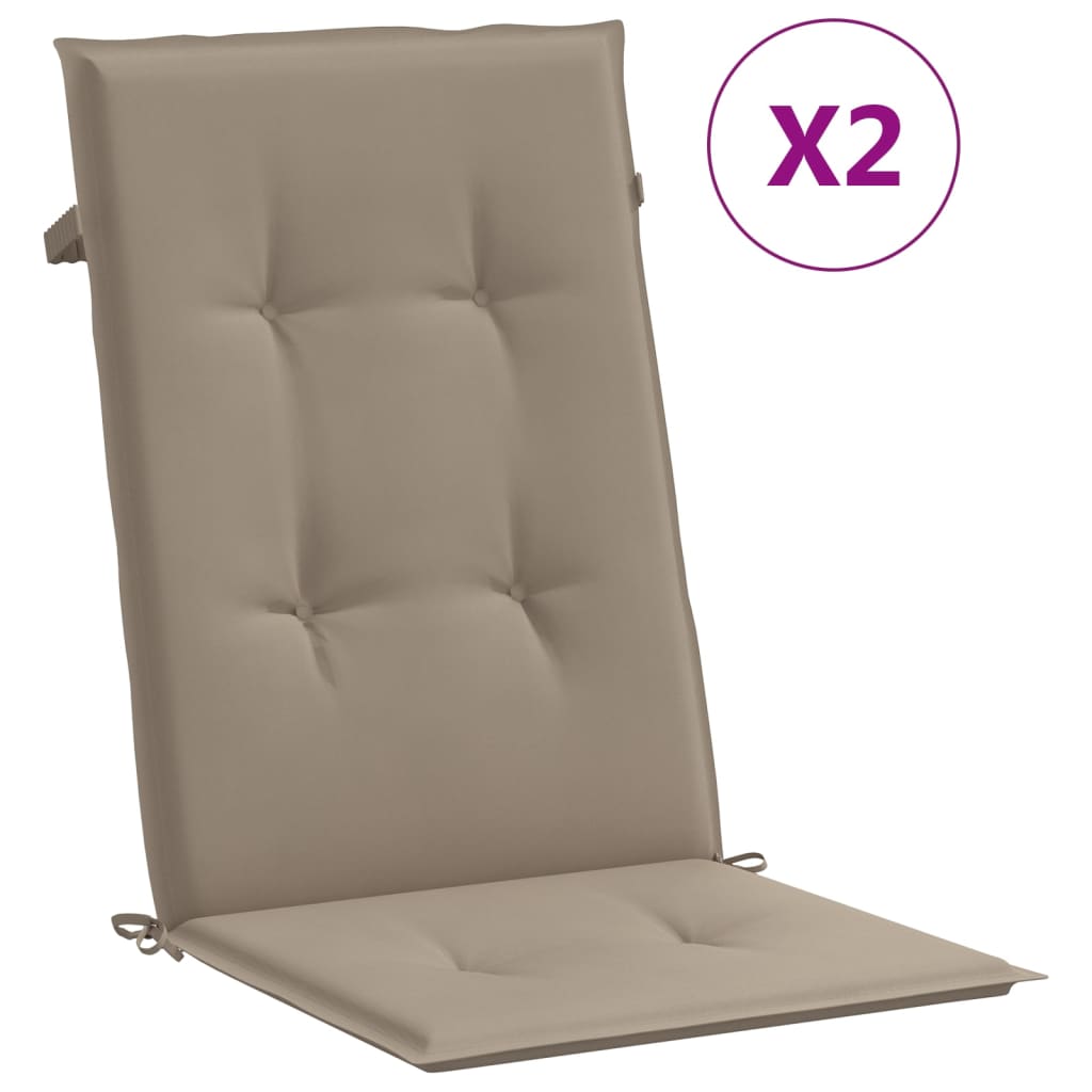 Μαξιλάρια Καρέκλας Κήπου με Πλάτη 2 τεμ. Taupe 120x50x3 εκ. 2
