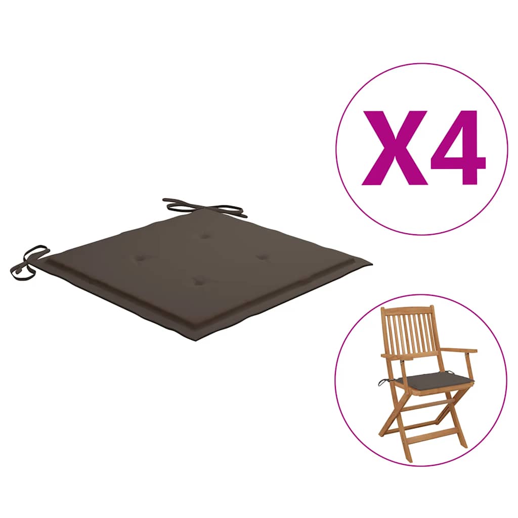 Μαξιλάρια Καρέκλας Κήπου 4 τεμ. Taupe 40x40x3 εκ. Υφασμάτινα 1