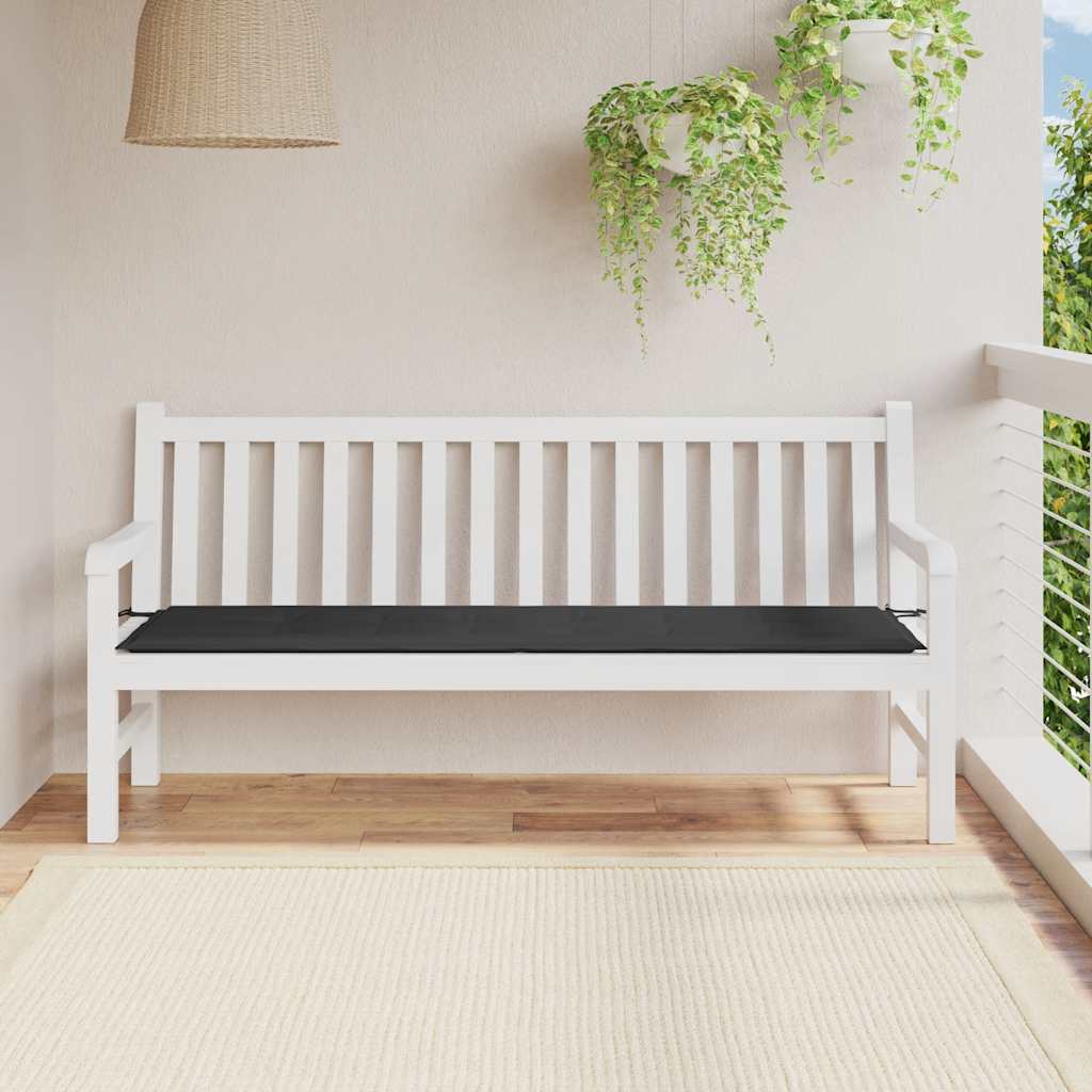 Μαξιλάρι Πάγκου Κήπου Μαύρο 180x50x4 εκ. Ύφασμα Oxford 1