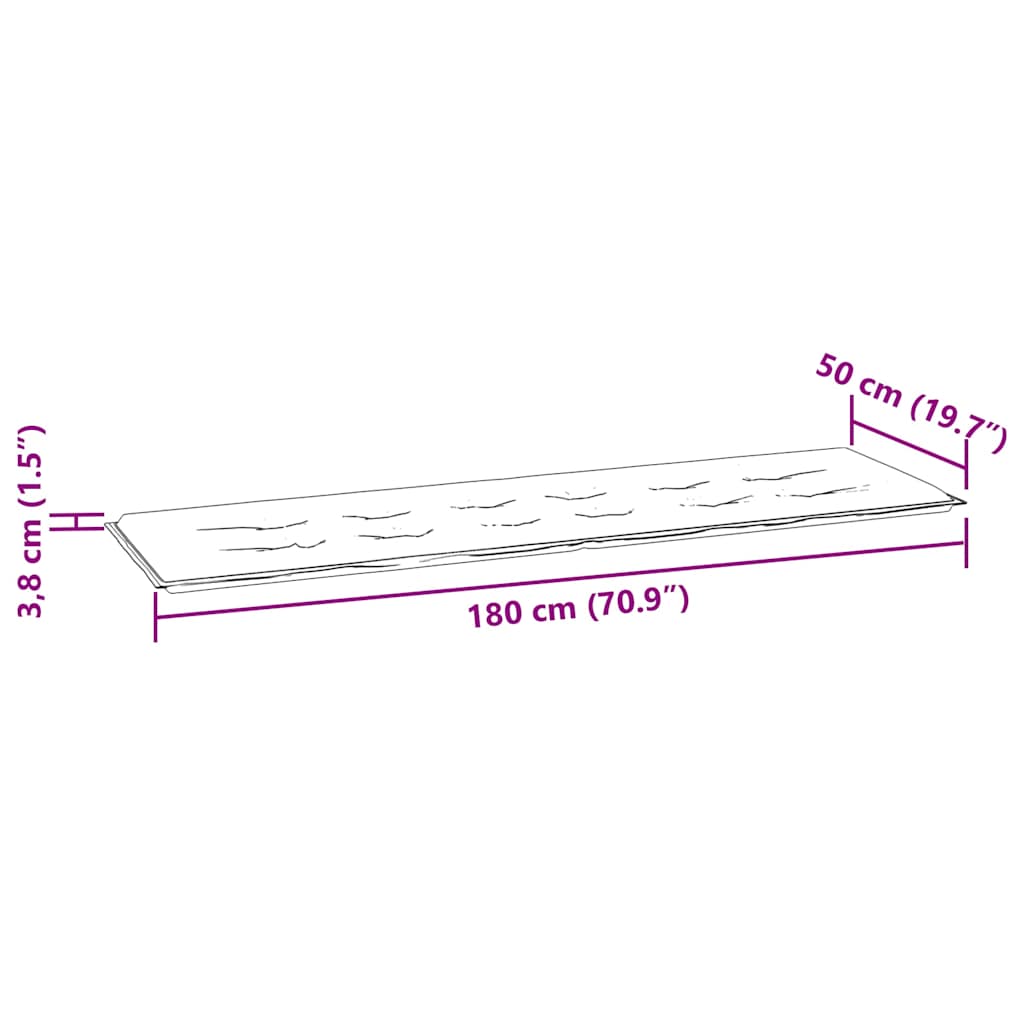 Μαξιλάρι Πάγκου Κήπου Μαύρο 180x50x4 εκ. Ύφασμα Oxford 7