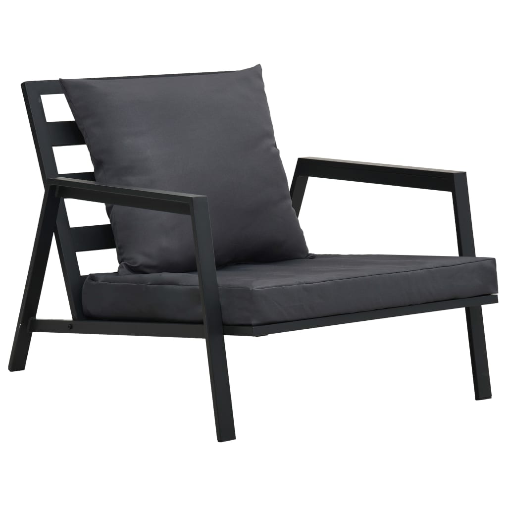 Σαλόνι Κήπου 4 Τεμαχίων Σκούρο Γκρι Αλουμινίου με Μαξιλάρια 6