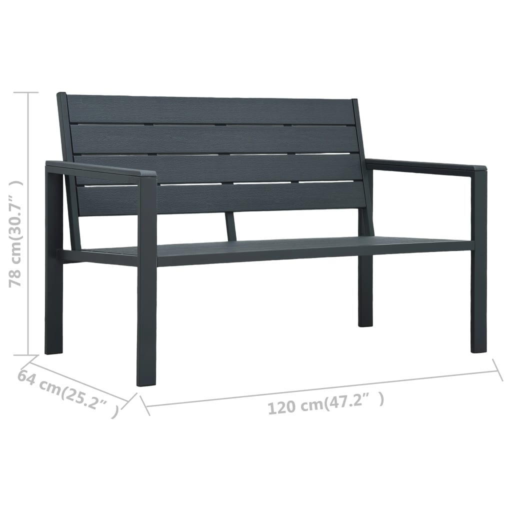 Παγκάκι Κήπου Γκρι με Όψη Ξύλου 120 εκ. από HDPE 6