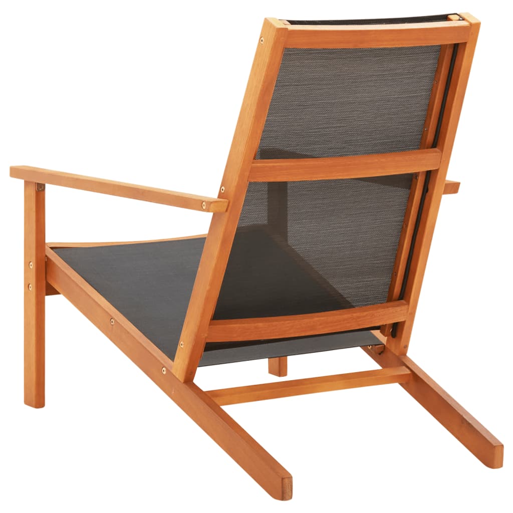 Πολυθρόνα Κήπου Μαύρη από Μασίφ Ξύλο Ευκαλύπτου / Textilene 3