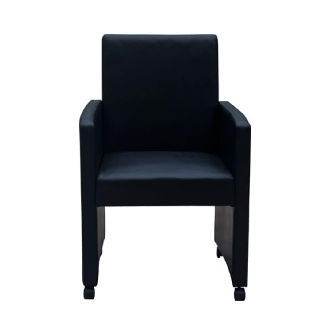 Καρέκλες Τραπεζαρίας 2 τεμ. Μαύρες Συνθ. Δέρμα 5