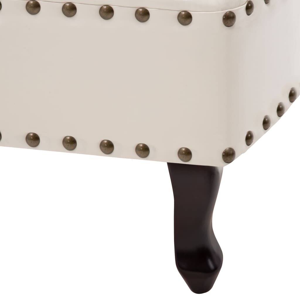 Ανάκλιντρο Λευκό Κρεμ από Συνθετικό Δέρμα 7