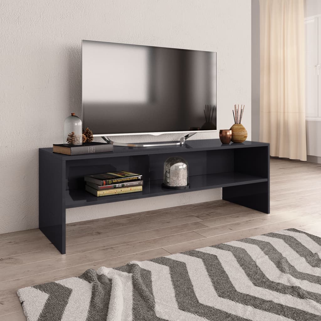Έπιπλο Τηλεόρασης Γυαλιστερό Γκρι 120 x 40 x 40 εκ. Επεξ. Ξύλο 1