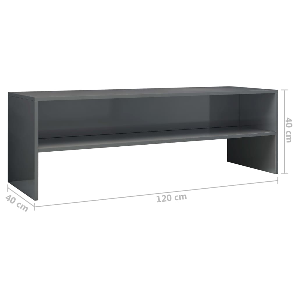 Έπιπλο Τηλεόρασης Γυαλιστερό Γκρι 120 x 40 x 40 εκ. Επεξ. Ξύλο 6