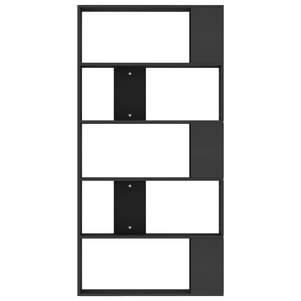 Βιβλιοθήκη/Διαχωριστικό Χώρου Μαύρο 80x24x159 εκ. Επεξ. Ξύλο 5