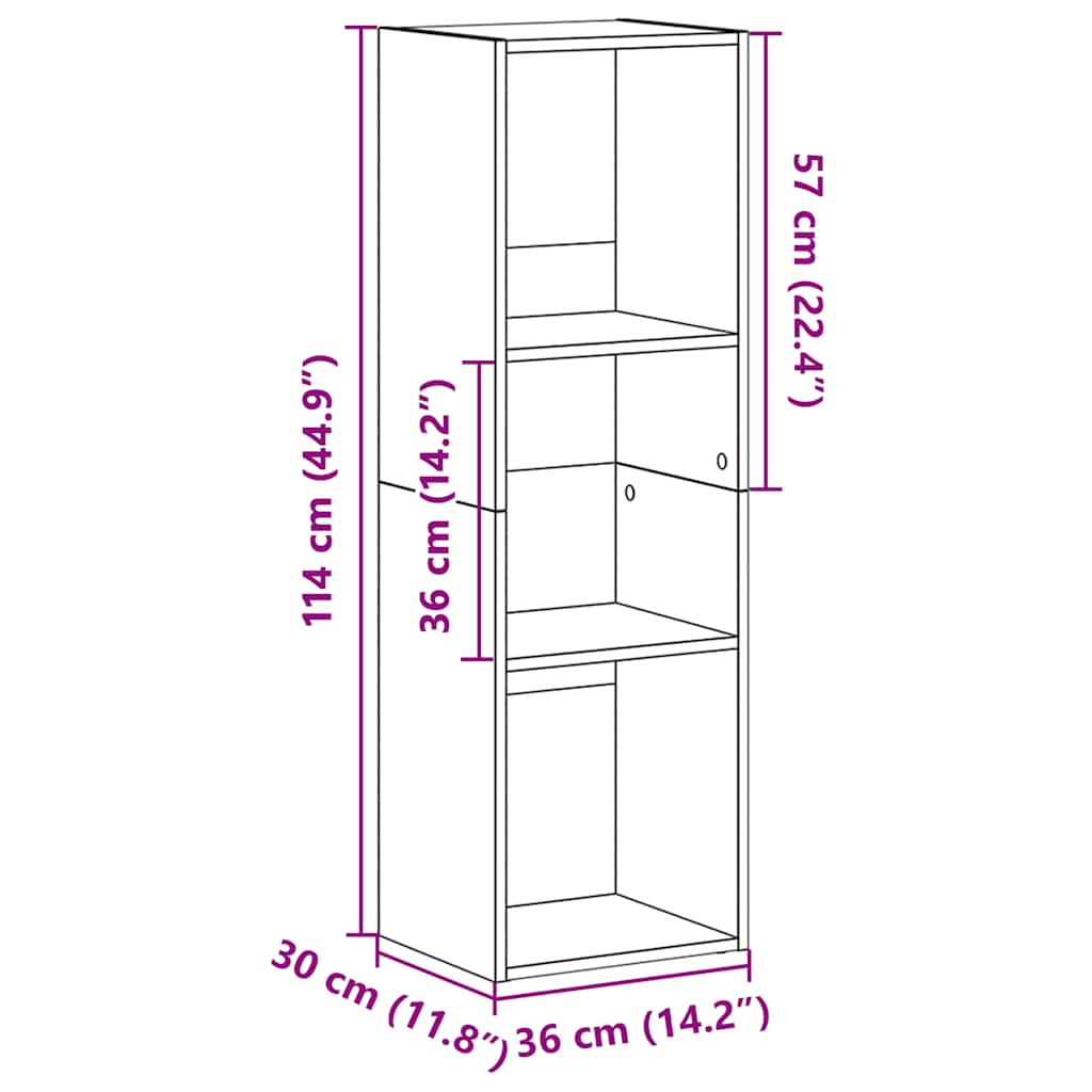 Βιβλιοθήκη/Έπιπλο TV Γκρι Σκυροδέματος 36x30x114 εκ Επεξ. Ξύλο 11