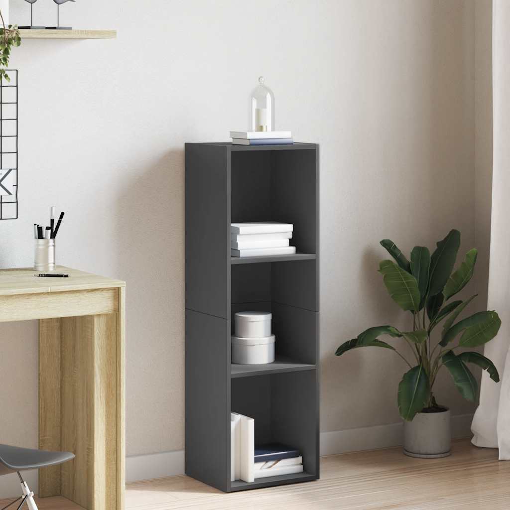 Βιβλιοθήκη/Έπιπλο TV Γυαλιστερό Γκρι 36x30x114 εκ. Επεξ. Ξύλο 1