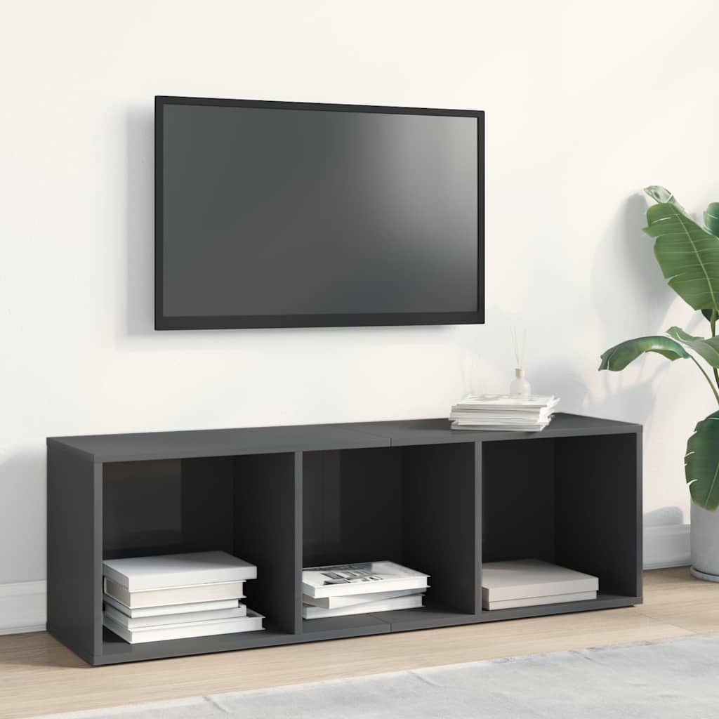 Βιβλιοθήκη/Έπιπλο TV Γυαλιστερό Γκρι 36x30x114 εκ. Επεξ. Ξύλο 6