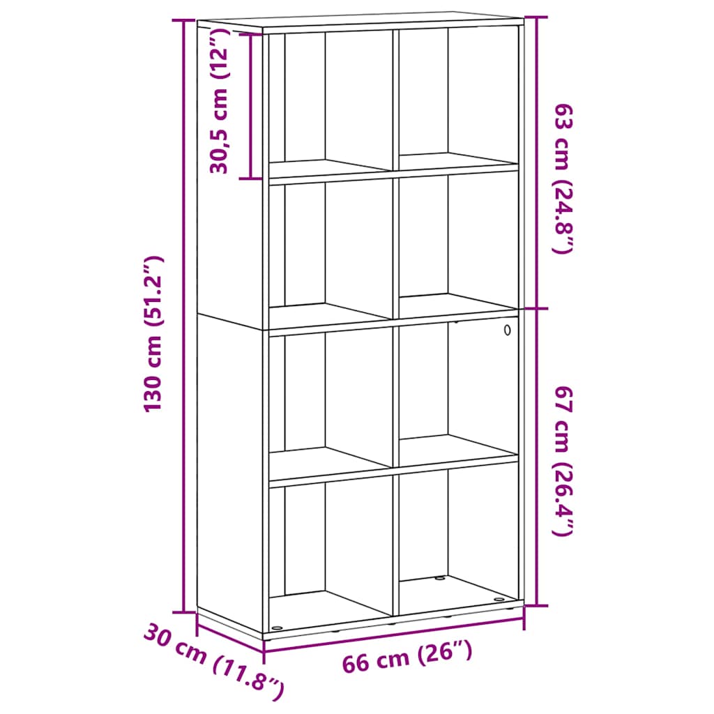 Ραφιέρα/Βιβλιοθήκη Γκρι Σκυροδέματος 66x30x130 εκ. Επεξ. Ξύλο 11