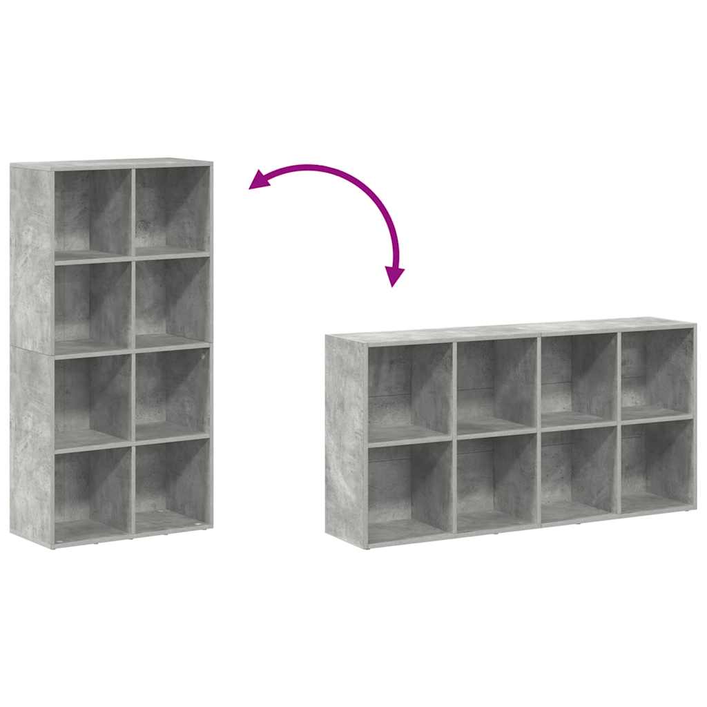 Ραφιέρα/Βιβλιοθήκη Γκρι Σκυροδέματος 66x30x130 εκ. Επεξ. Ξύλο 9