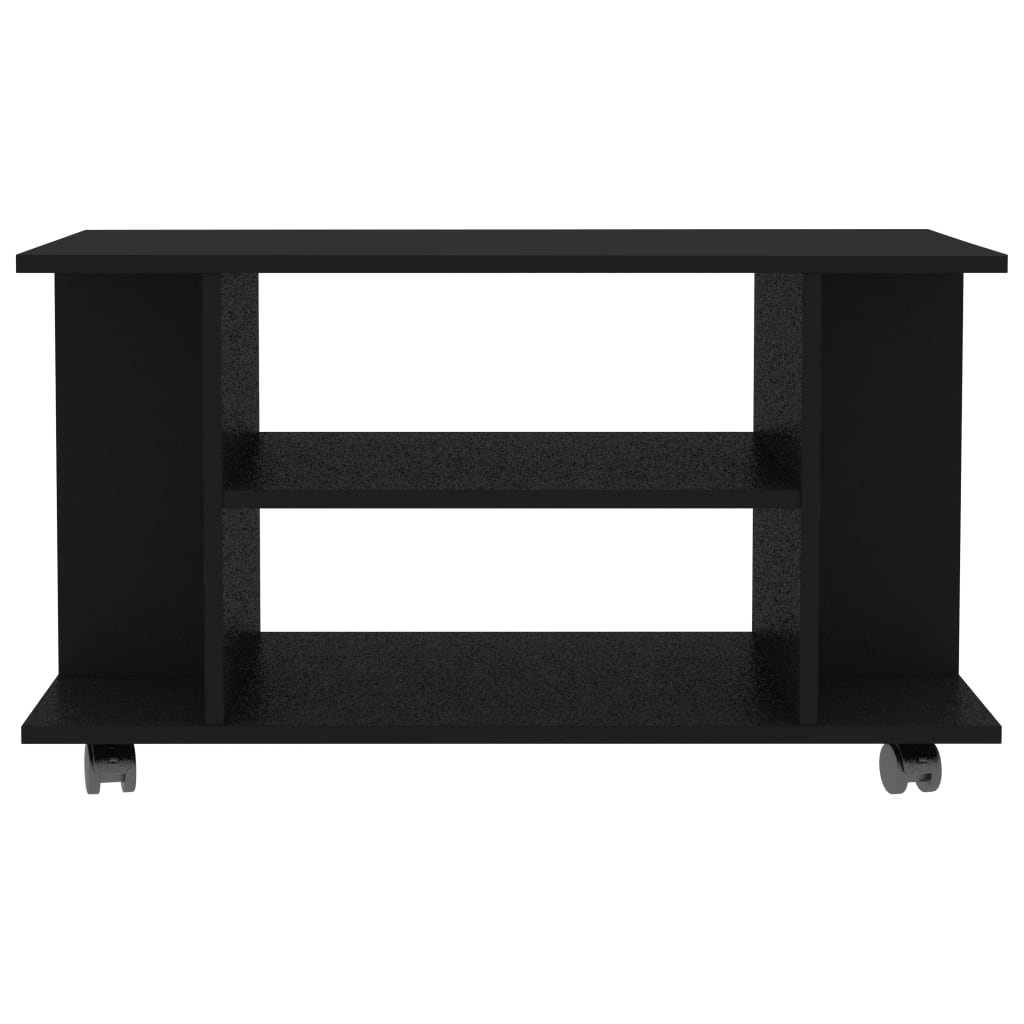 Έπιπλο Τηλεόρασης με Ρόδες Μαύρο 80x40x45 εκ. Επεξ. Ξύλο 4