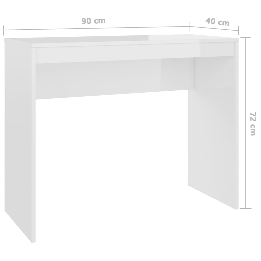 Γραφείο Γυαλιστερό Λευκό 90x40x72 εκ. Επεξεργασμένο Ξύλο 6