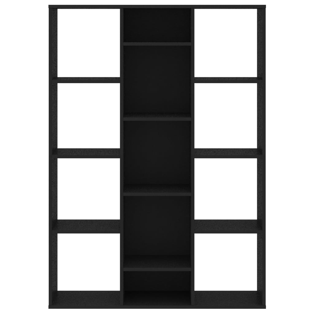 Διαχωριστικό/Βιβλιοθήκη Μαύρο 100x24x140 εκ. από Επεξ. Ξύλο 5