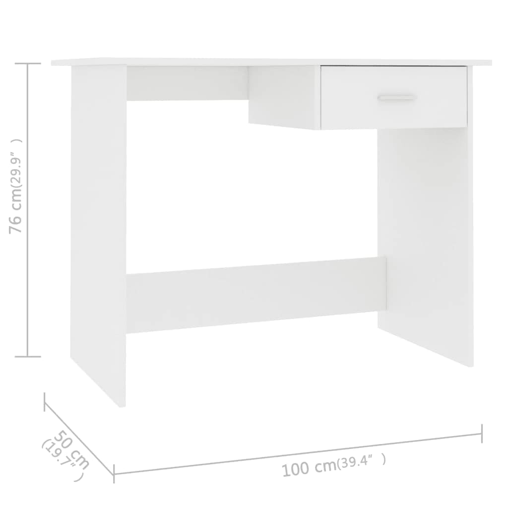 Γραφείο Λευκό 100 x 50 x 76 εκ. από Επεξ. Ξύλο 6