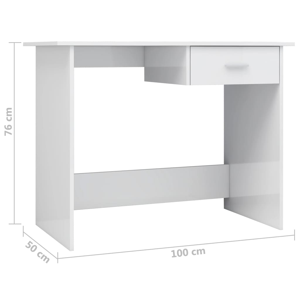 Γραφείο Γυαλιστερό Λευκό 100 x 50 x 76 εκ. από Επεξ. Ξύλο 6