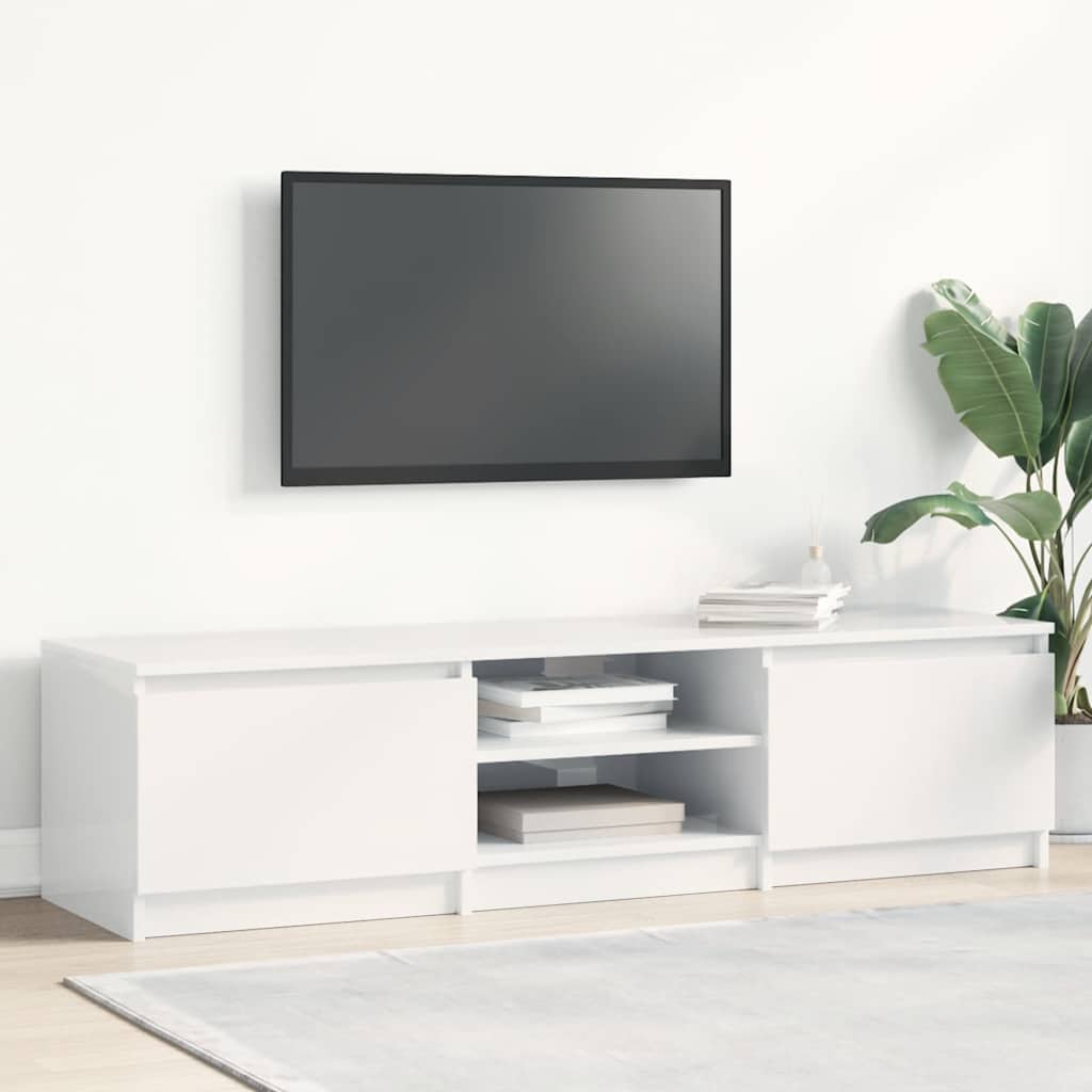 Έπιπλο Τηλεόρασης Γυαλιστερό Λευκό 140x40x35,5 εκ. Επεξ. Ξύλο 1