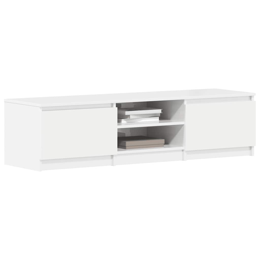 Έπιπλο Τηλεόρασης Γυαλιστερό Λευκό 140x40x35,5 εκ. Επεξ. Ξύλο 4