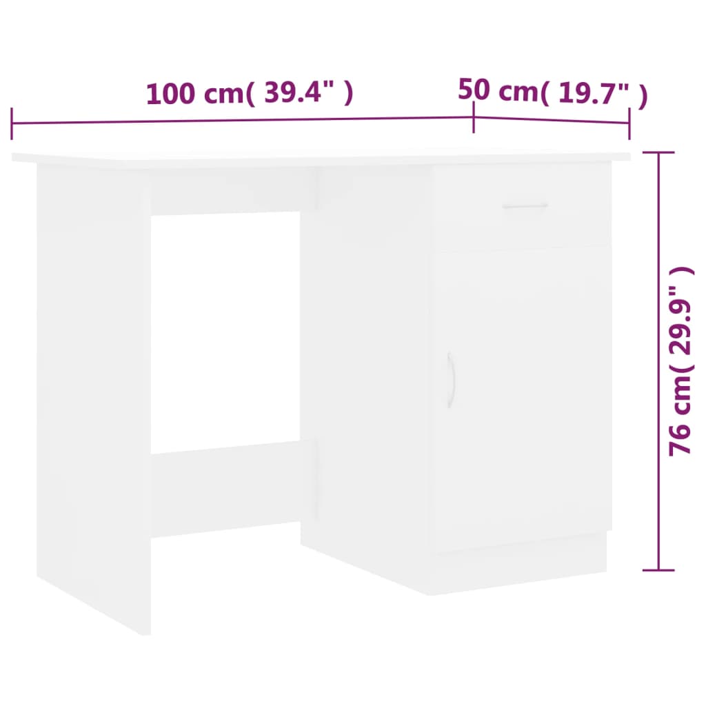 Γραφείο Λευκό 100 x 50 x 76 εκ. από Επεξ. Ξύλο 9