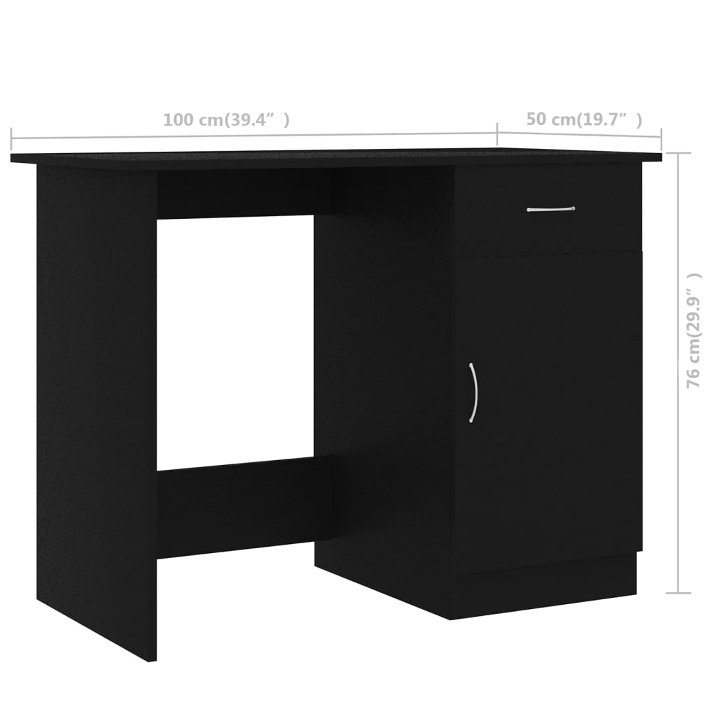 Γραφείο Μαύρο 100 x 50 x 76 εκ. από Επεξ. Ξύλο 9