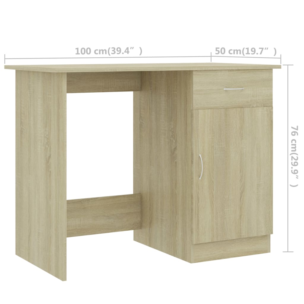 Γραφείο Χρώμα Sonoma Δρυς 100 x 50 x 76 εκ. από Επεξ. Ξύλο 9