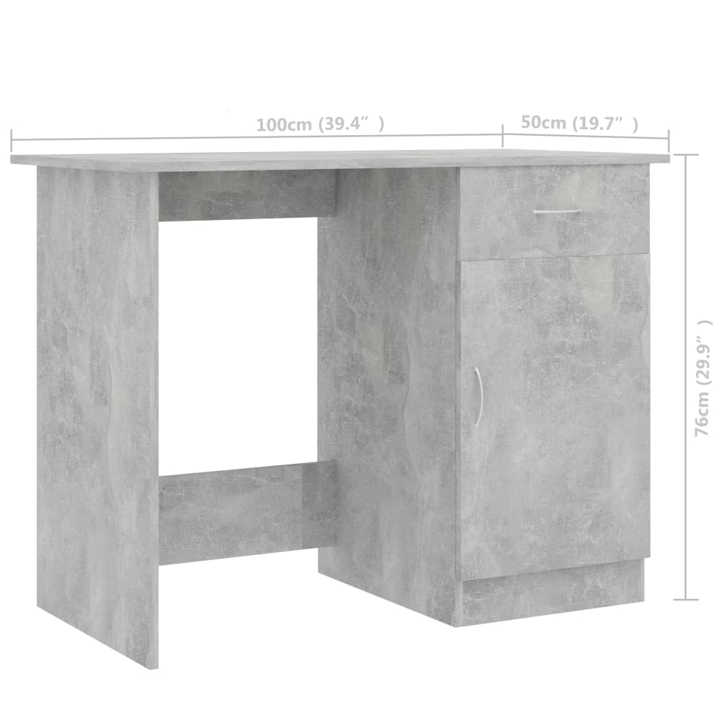 Γραφείο Γκρι Σκυροδέματος 100 x 50 x 76 εκ. από Επεξ. Ξύλο 9
