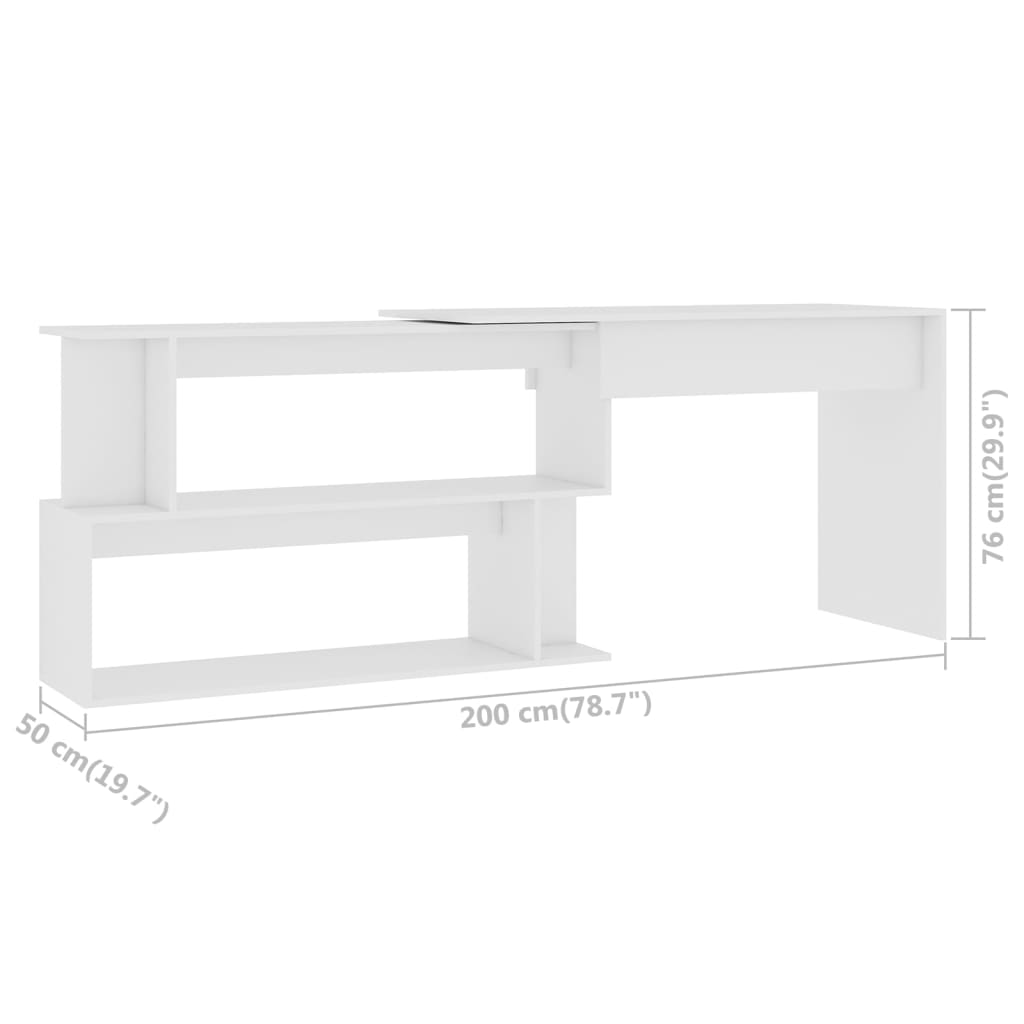Γραφείο Γωνιακό Λευκό 200 x 50 x 76 εκ. από Επεξ. Ξύλο 7