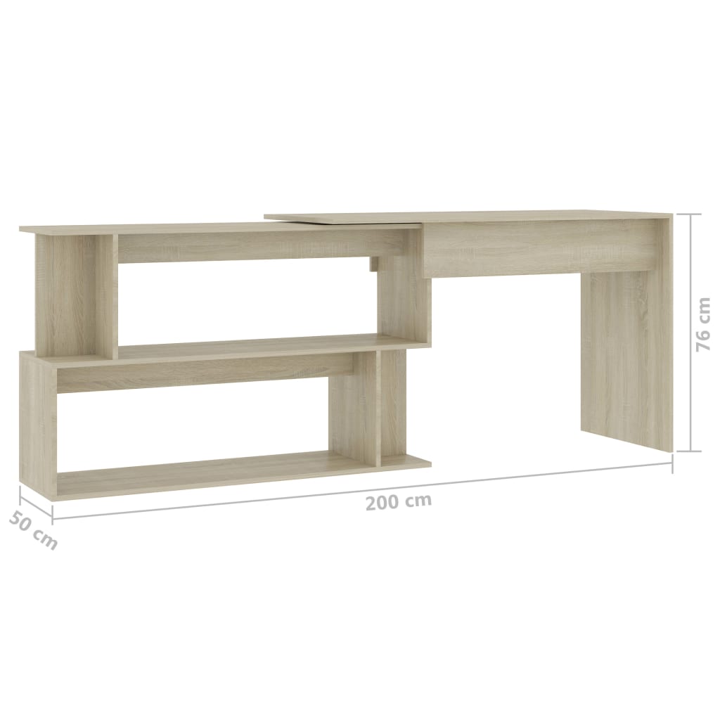 Γραφείο Γωνιακό Sonoma Δρυς 200 x 50 x 76 εκ. από Επεξ. Ξύλο 7