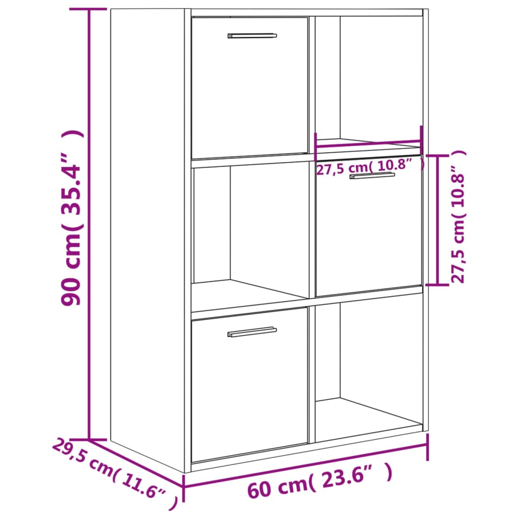 Ραφιέρα με Ντουλάπια Sonoma Δρυς 60 x 29,5 x 90 εκ. Επεξ. Ξύλο 10