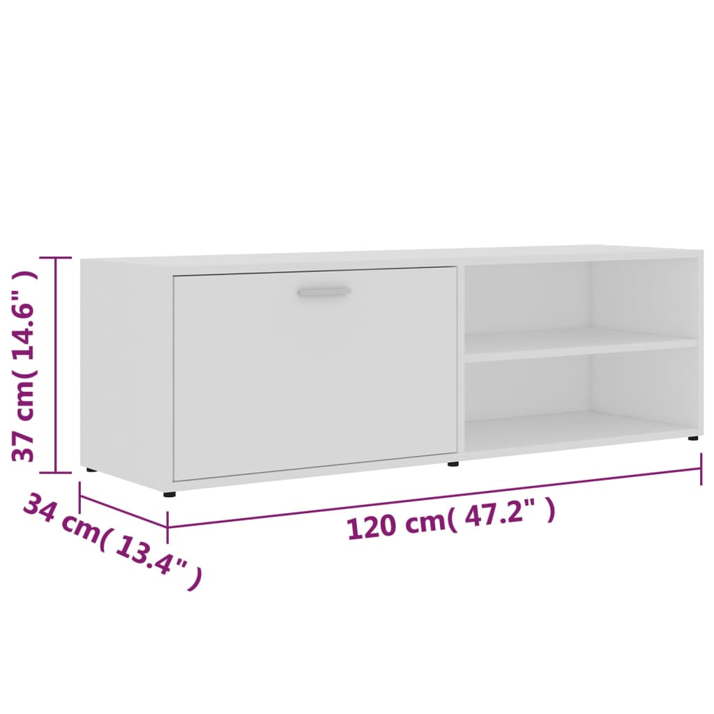 Έπιπλο Τηλεόρασης Λευκό 120 x 34 x 37 εκ. από Επεξ. Ξύλο 9