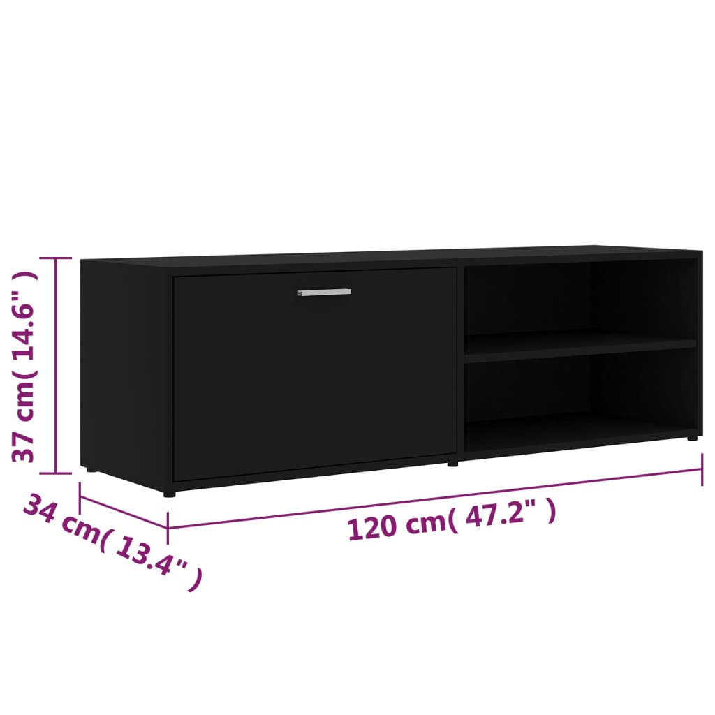Έπιπλο Τηλεόρασης Μαύρο 120 x 34 x 37 εκ. από Επεξ. Ξύλο 9