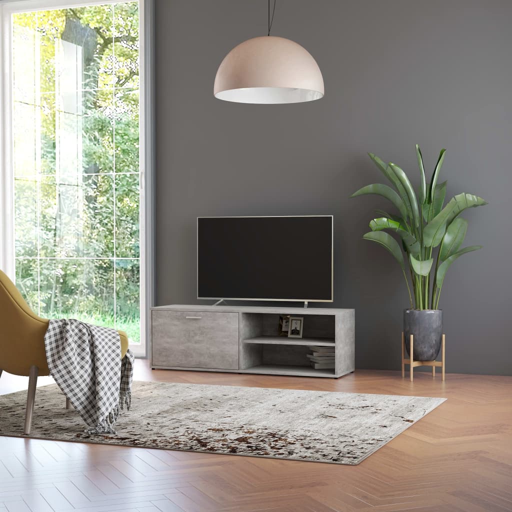 Έπιπλο Τηλεόρασης Γκρι Σκυροδέματος 120x34x37 εκ. Επεξ. Ξύλο 1