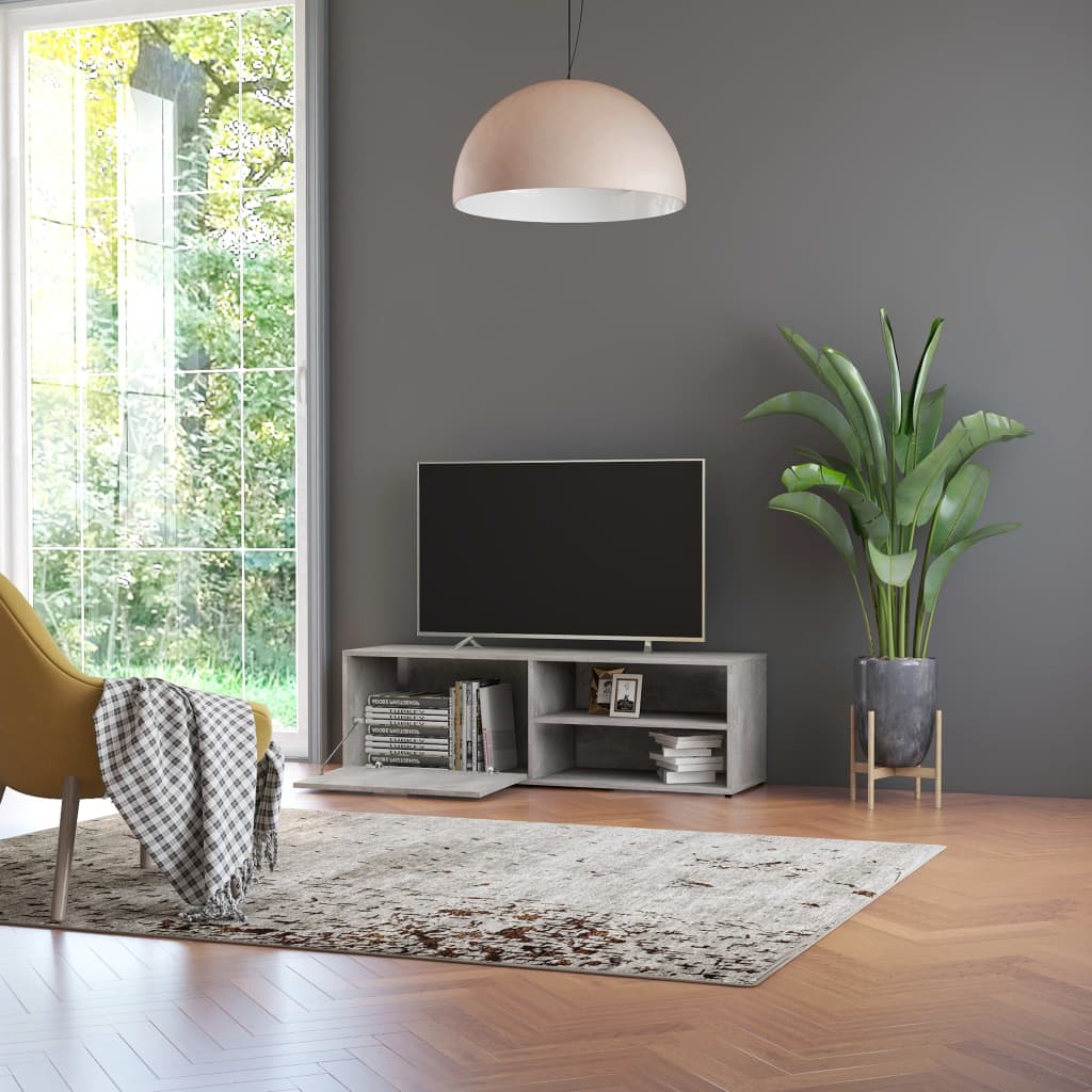 Έπιπλο Τηλεόρασης Γκρι Σκυροδέματος 120x34x37 εκ. Επεξ. Ξύλο 4