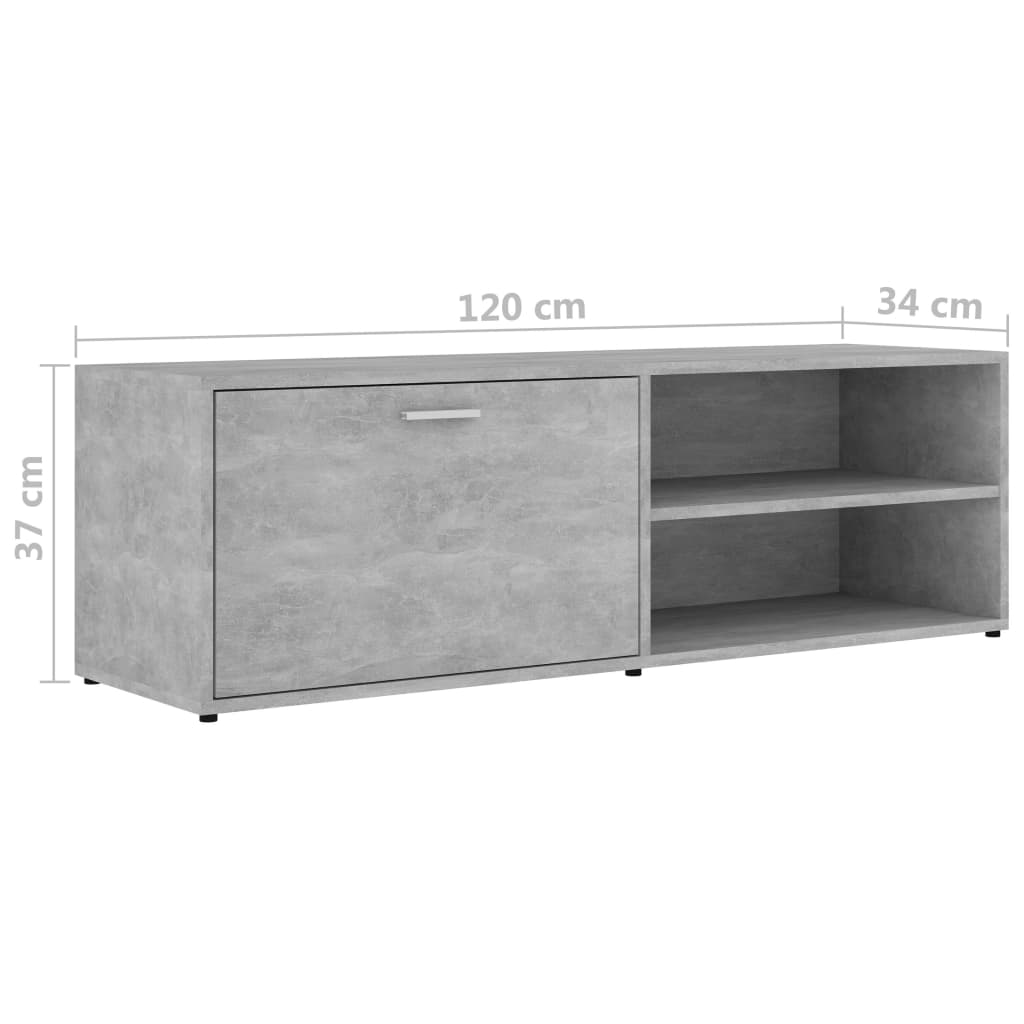 Έπιπλο Τηλεόρασης Γκρι Σκυροδέματος 120x34x37 εκ. Επεξ. Ξύλο 9