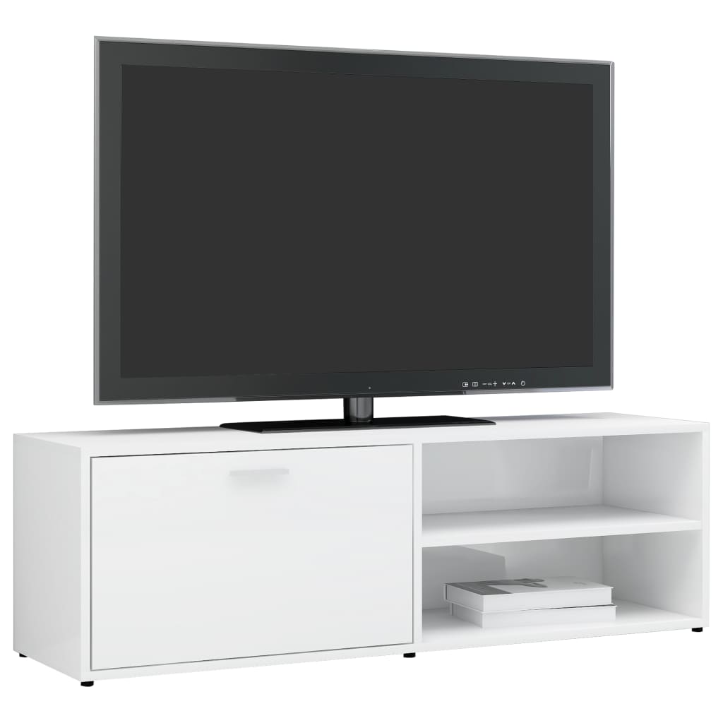 Έπιπλο Τηλεόρασης Γυαλιστερό Λευκό 120x34x37 εκ. Επεξ. Ξύλο 3