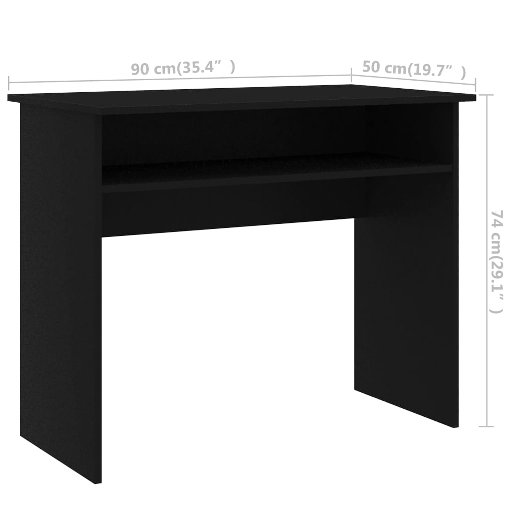 Γραφείο Μαύρο 90 x 50 x 74 εκ. από Επεξ. Ξύλο 6