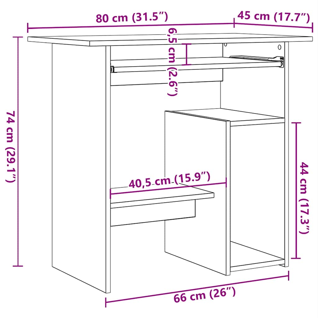 Γραφείο Μαύρο 80 x 45 x 74 εκ. από Επεξ. Ξύλο 10