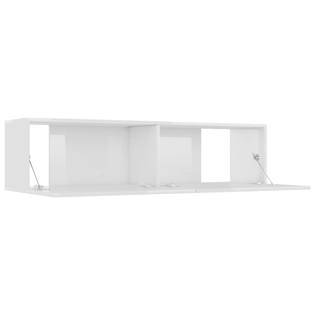 Έπιπλο Τηλεόρασης Γυαλιστερό Λευκό 120x30x30 εκ. από Επεξ. Ξύλο 7