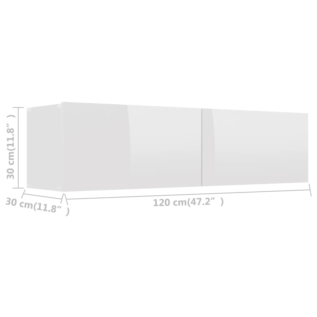 Έπιπλο Τηλεόρασης Γυαλιστερό Λευκό 120x30x30 εκ. από Επεξ. Ξύλο 8