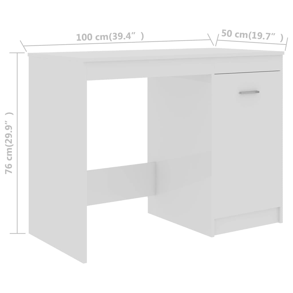 Γραφείο Γυαλιστερό Λευκό 100 x 50 x 76 εκ. από Επεξ. Ξύλο 9
