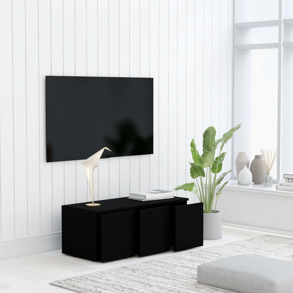 Έπιπλο Τηλεόρασης Μαύρο 80 x 34 x 30 εκ. από Επεξ. Ξύλο 4