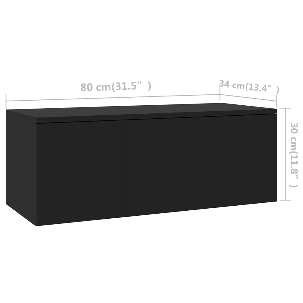 Έπιπλο Τηλεόρασης Μαύρο 80 x 34 x 30 εκ. από Επεξ. Ξύλο 8