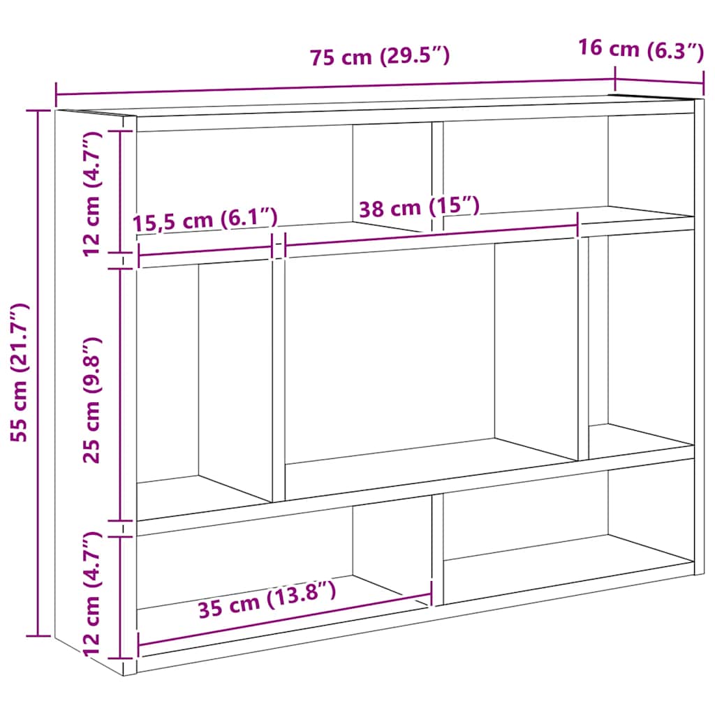 Ραφιέρα Τοίχου Sonoma Δρυς 75 x 16 x 55 εκ. από Επεξ. Ξύλο 6