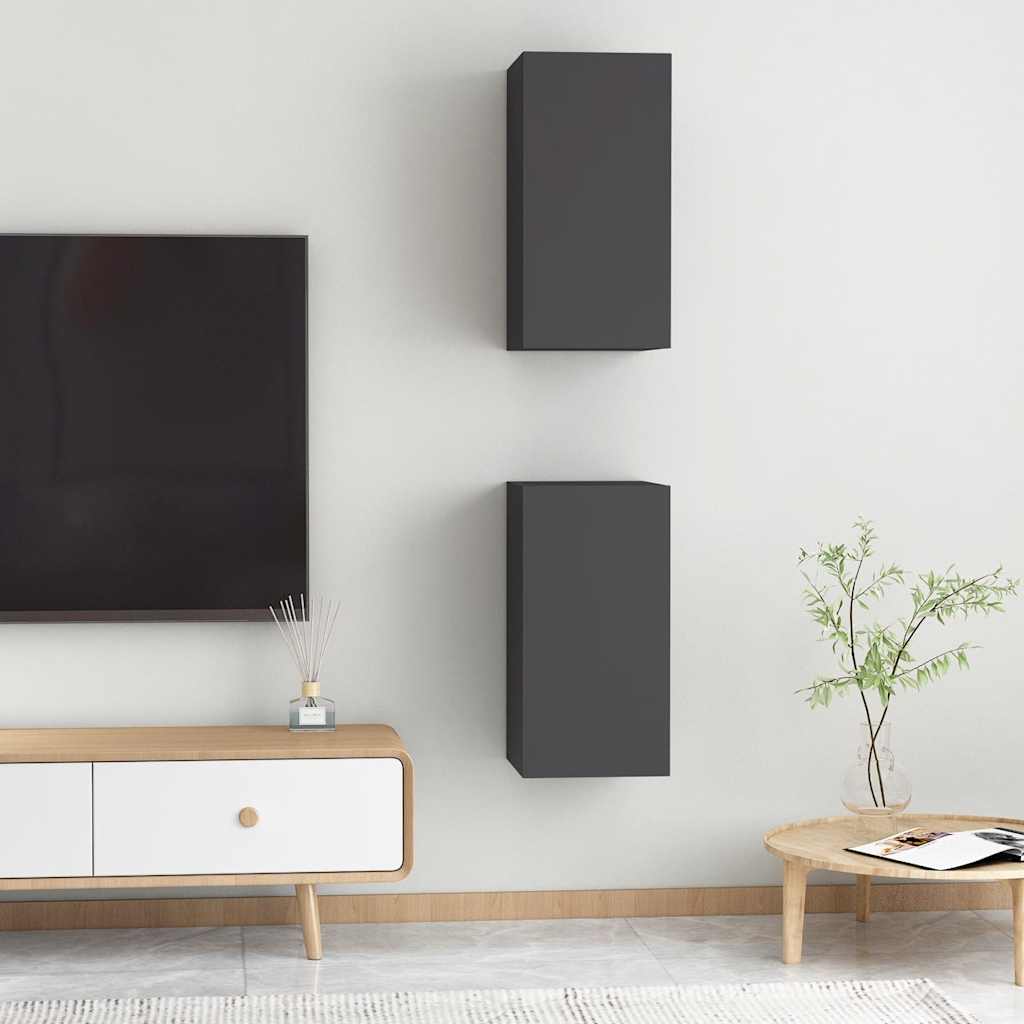 Έπιπλα Τηλεόρασης 2 τεμ. Γκρι 30,5 x 30 x 60 εκ. Επεξ. Ξύλο 3